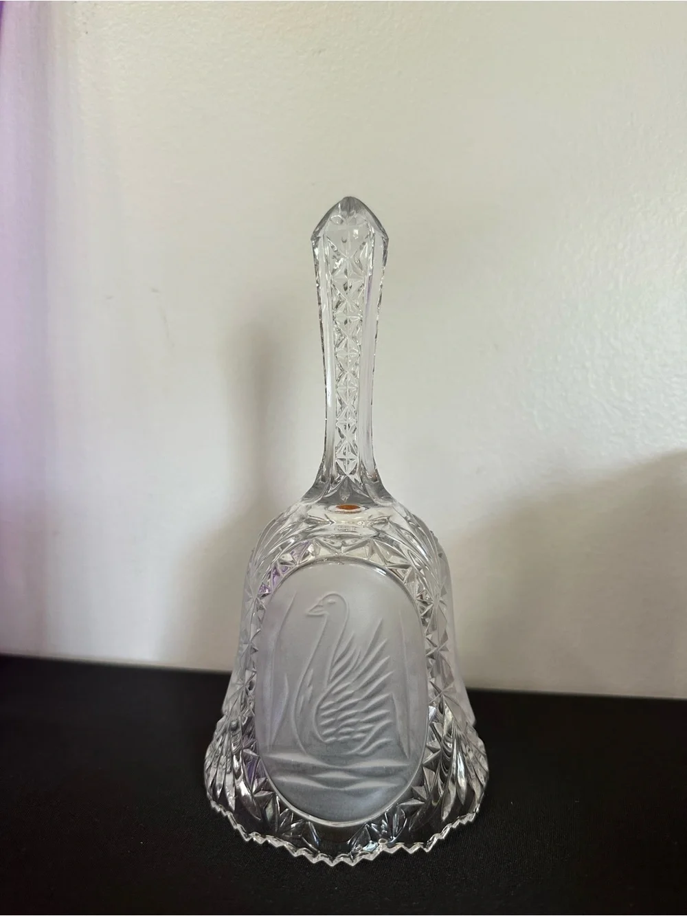 Vintage crystal with swan motif table bell